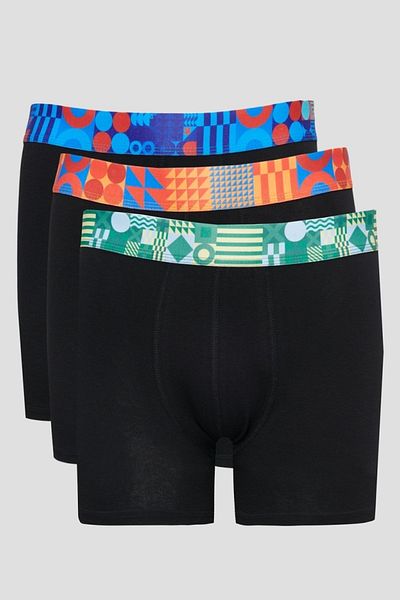 Riders by Lee Flexible Baumwoll-Boxershorts mit normaler Passform und schwarzem Logo, 3 Stück
