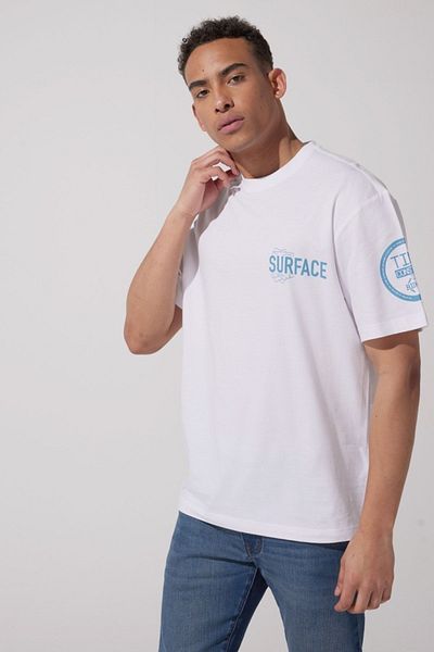 Riders by Lee Λευκό T-shirt με λαιμόκοψη 100% βαμβακερό LooseFit