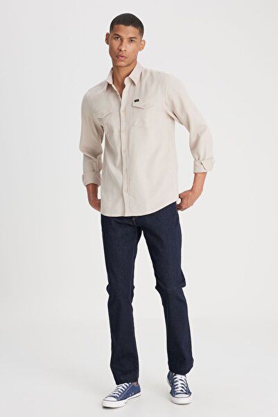 Lee Regular Fit Normal Kesim %100 Pamuk Bej Gömlek