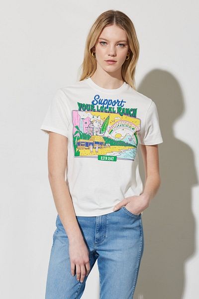 WRANGLER White Regular Fit Crew Neck 100% Cotton T-Shirt
