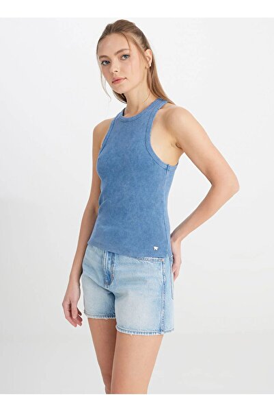 WRANGLER Crew Neck Blue Women's Blouse W 241281 Tf-Sleeveless Blouse