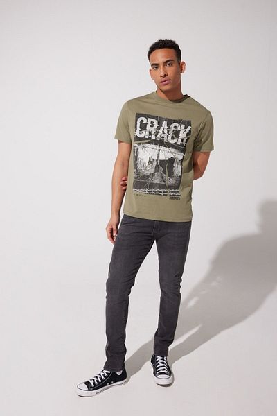 Riders by Lee Χακί Χρώμα - 100% Cotton Crew Neck Loose Fit T-shirt