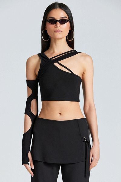 boutiquen S2013 Μπλούζα με μονό μανίκι με κορδόνια