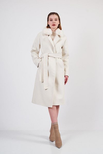 SevdeUgur Γυναικείο Stamp Coat Cream Furry - Συλλογή