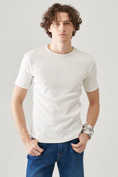 Lee Regular Fit Regular Cut Crew Neck White Men's T-shirt