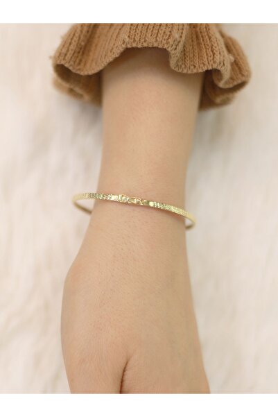 ZEYNEPLİ GOLD 14 Ayar Altın Elastik Parıltı Kelepçe Bilezik