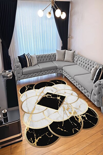 YTR HOME Dijital Baskı Yıkanabilir Kaymaz Taban Dekoratif Salon Mutfak Halısı...