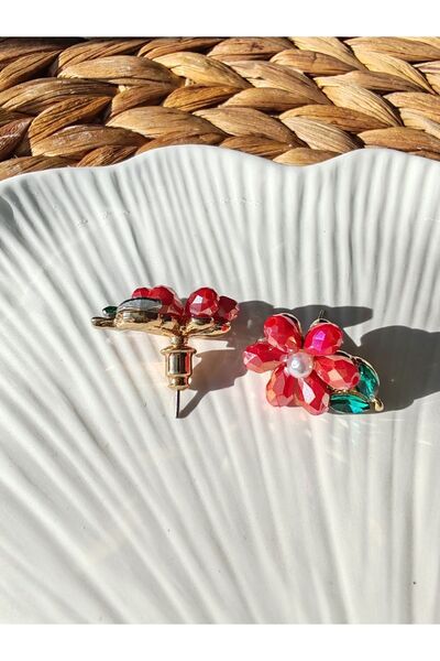 İLKYAZ ACCESSORY flower earrings with stones