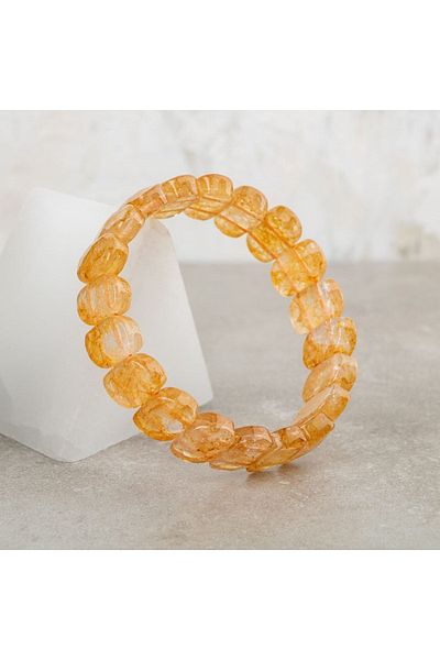 OSMANLI DOĞAL TAŞ Citrine Natural Stone Special Cut Wide Cut Bracelet