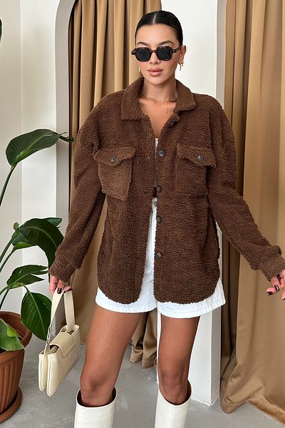 MODAGEN Lamb Teddy női dzseki - gombos kivitel