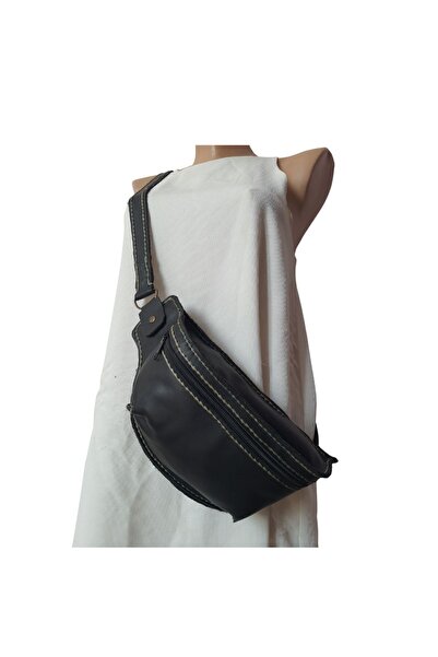 semiramis El Yapımı Vintage El Dikişi Hakiki Crazy Deri Bel Çantası