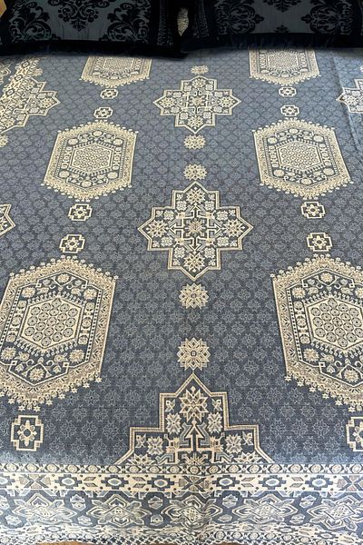 Bahtiyar İpek Local Cotton Large Patterned Blue Pique