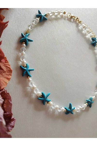 Fata Morgana Accessory Turquoise Natural Stone Starry Crystal Bead Necklace