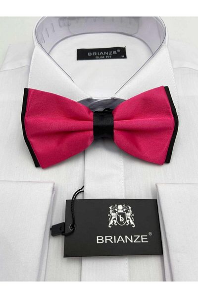 Brianze Fuchsia Satin Bow Tie - Black
