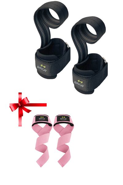 SAVUR Big Grip Pro Lifting Straps - with Weight Strap Gift