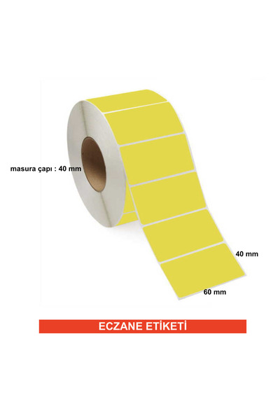 TTM ملصق باركود حراري صديق للبيئة أصفر مقاس 40 × 60 (8 × 1000 قطعة) صيدلية