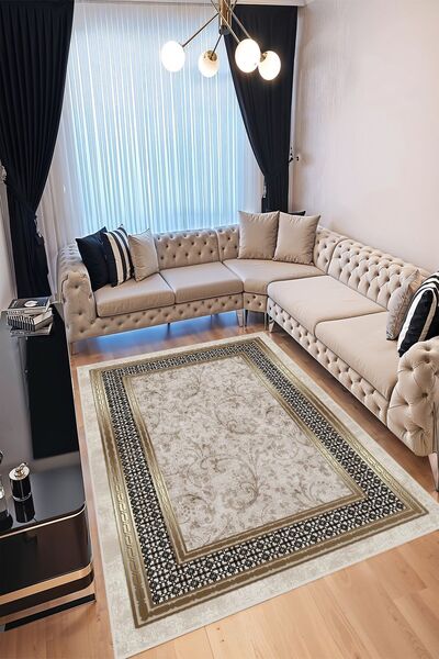 YTR HOME Dijital Baskı Yıkanabilir Kaymaz Taban Dekoratif Salon Mutfak Halısı...