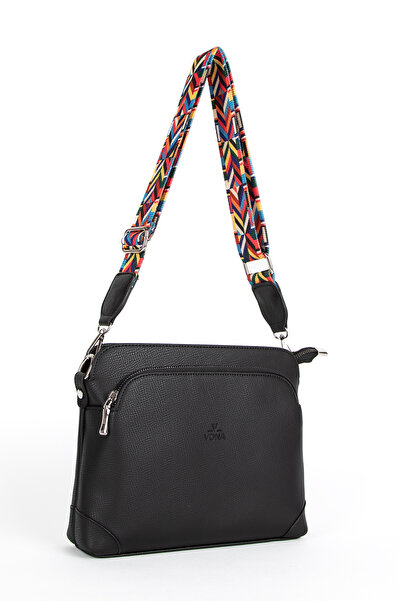 HNB ÇANTA Kadın Siyah Sarı Çapraz Askılı Omuz Çantası Madame Vera 034