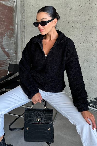 MODAGEN Stehkragen-Lamm-Teddy-Stoff-Damen-Polar-Sweatshirt