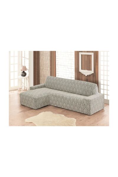 Karna Home Milano Jacquard Left Corner Sofa Cover Set Natural