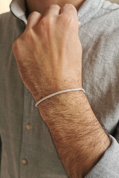 Piyera Silver Kazaziye Tek Sıra İnce Model Parlak Gümüş Bileklik