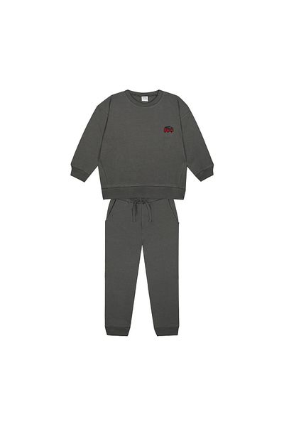 Antebies Fire Truck Embroidered Anthracite Futter Tracksuit Set.
