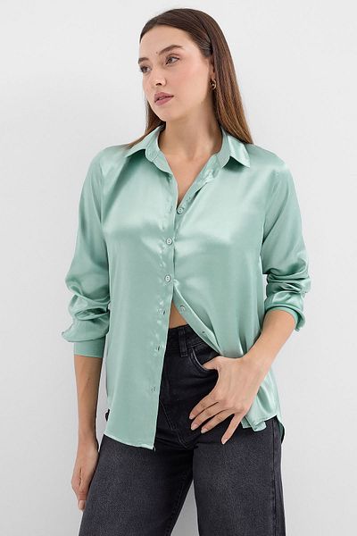 Bigdart 3964 Cămașă din satin care curge ușor - Çağla