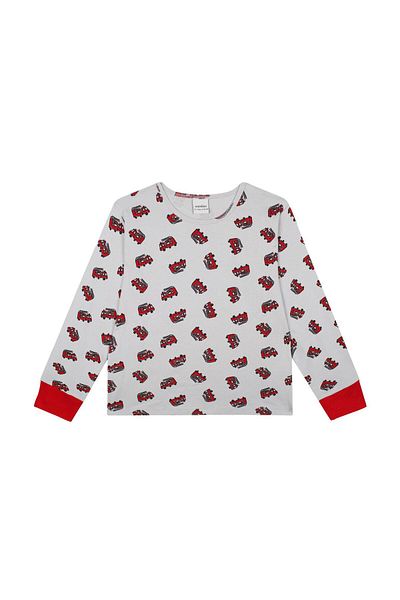 Antebies Fire Truck Long Sleeve Pajamas Set