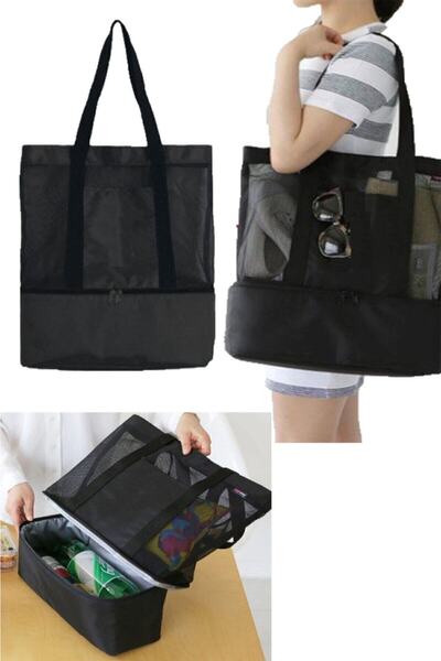 Ksburda حقيبة شاطئ صفراء سعة 45 لترًا - حقيبة شاطئ للتخييم والنزهات مع حاوية ...