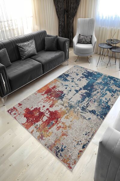 YTR HOME Dijital Baskı Yıkanabilir Kaymaz Taban Dekoratif Salon Mutfak Halısı...