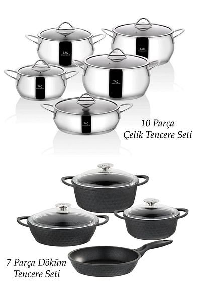 Taç 17 Piece Gourmet Steel Cookware Set
