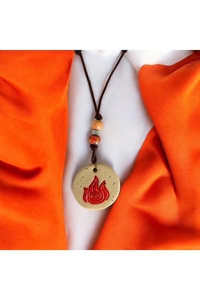 HAB TRADE Ceramic Element Necklace - Handmade with Wooden Beads