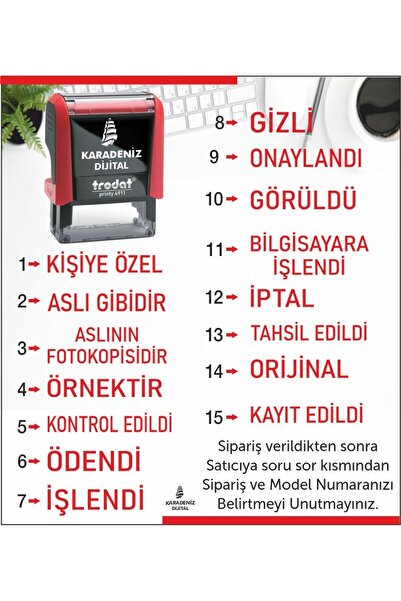 KARADENİZ DİJİTAL İŞLENDİ - ASLI GİBİDİR - İPTAL  İşyeri/Ofis/Şirket/Evrak Kaşesi - Kırmızı Mürekkepli
