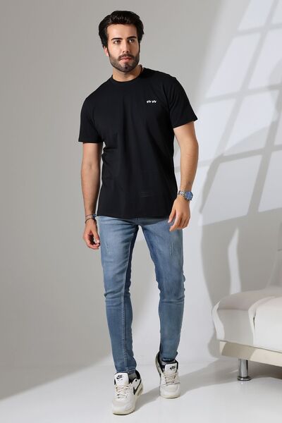 GİYGİY Icardı Erkek Siyah %100 Pamuk Regular Fit Normal Kesim Bisiklet Yaka B...