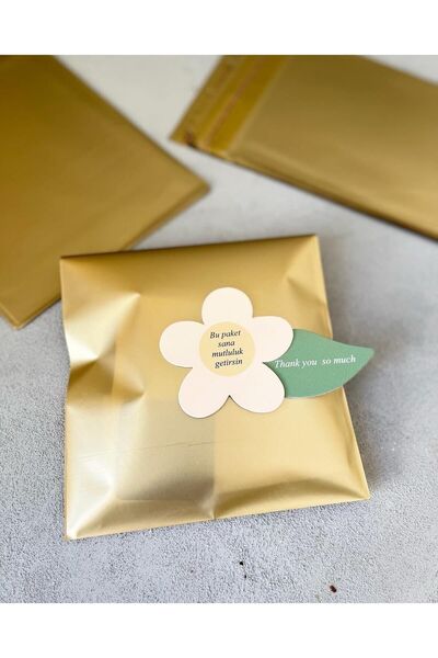 mey OFFICIAL Gold Rengi Metalize Hediye Paketi 17*25 Cm 10'lu