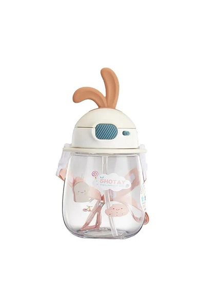 ALPA STORE Shotay 600 ml - Water Bottle with Straw, Strap and Lock, Rabbit Ears