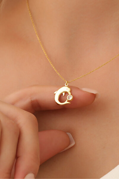 Nox Jewelry 925 Ayar Gümüş Taşlı Yunus Balığı Kolye