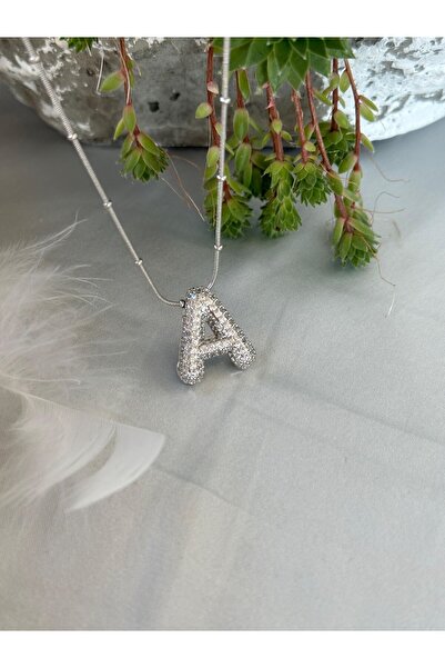 Brillo الصلب الزركون حجر مرصع Dorical الأفعى سلسلة قلادة حرف A