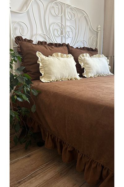 Decamor home Комплект кувертюри за легло Ruffle Brown с двоен мотив
