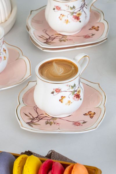 Kosova Flower Porcelain 6-Piece Cup Set Pink Zjn-01