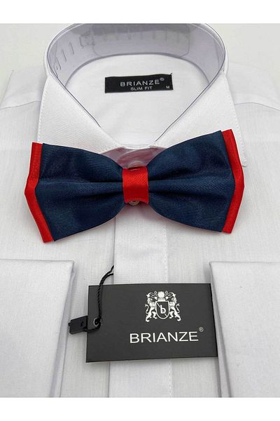 Brianze Satin Bow Tie - Navy Blue and Red