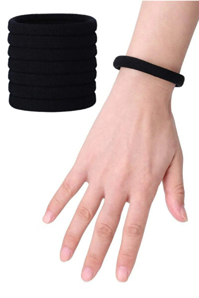 NİSHLOVE Kadın 10'lu Siyah Ultra Esnek Bilek Lastik Toka