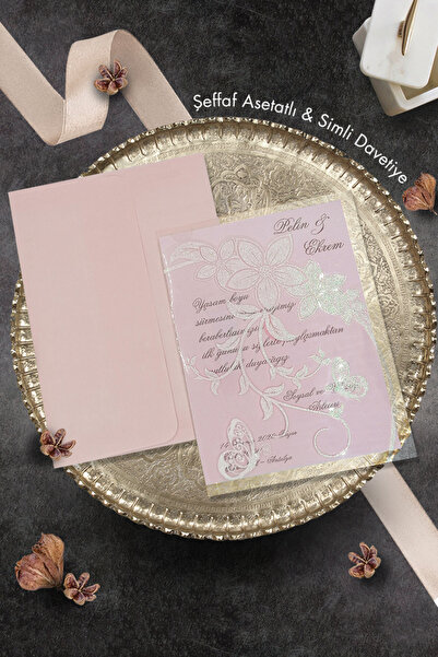 Cem Davetiye Düğün Nişan Nikah Kına Davetiyesi 3253 (100 ADET) Baskı Dahil