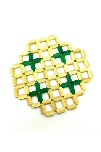 abnturk Bambu nihale ısıya dayanıklı çaydanlık altı yeşil-krem 17* 17 cm ebat...