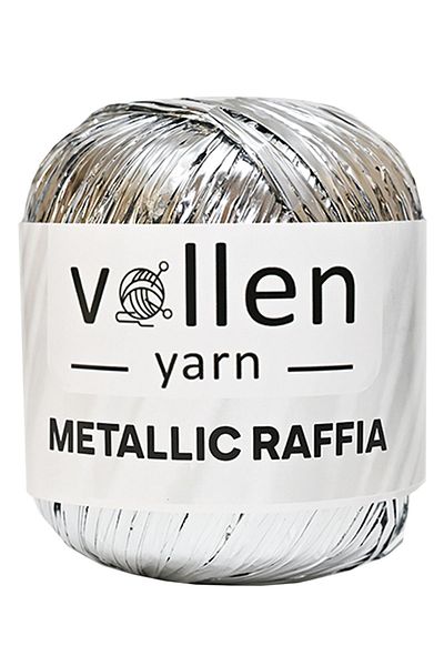 vollen yarn Premium Metallic Raffia, Σχοινί καπέλου, Σχοινί βραδινής τσάντας, Σχοινί πολυεστέρα, Ασημί μεταλλικό σχοινί, ασημί γκρι