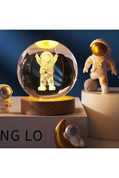 Tahtakale Dünyası Astronot gece lambası cam küre şeklinde çocuk odası lambası...