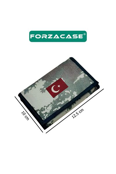 Forzacase Military Wallet - 4 Eyes with Internal Zipper, Velcro Closure, Neck Hanging, Türkiye Flag Pattern - Fc616