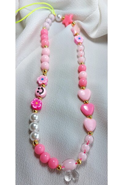 LORESİMA AKSESUAR Pembe Boncuk Telefon Charmı Telefon Askısı