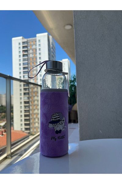 Daisy 500ml Healthy Glass Water Bottle - Figured, Light Purple Plush Flask