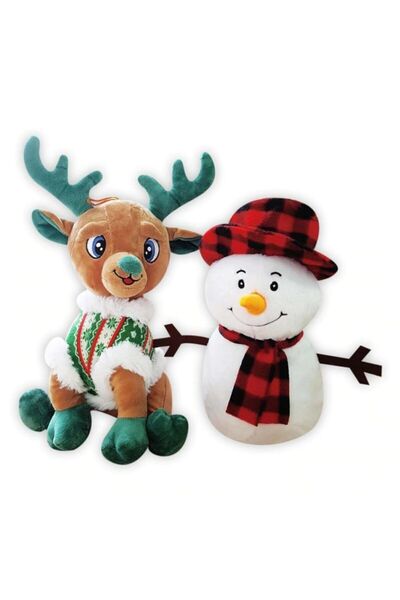 Selay Oyuncak Plush 28 cm Deer and 25 cm Snowman Toy Gift